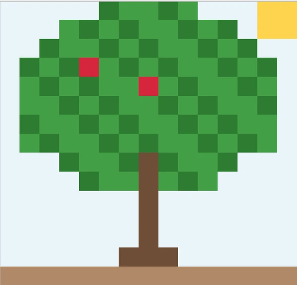 This week's pixel tree, fully grown with red apples
